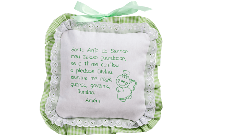Enfeite de porta para maternidade com Oração do Santo Anjo, enfeite para o quarto do bebê ou brasão de berço - cor verde. 